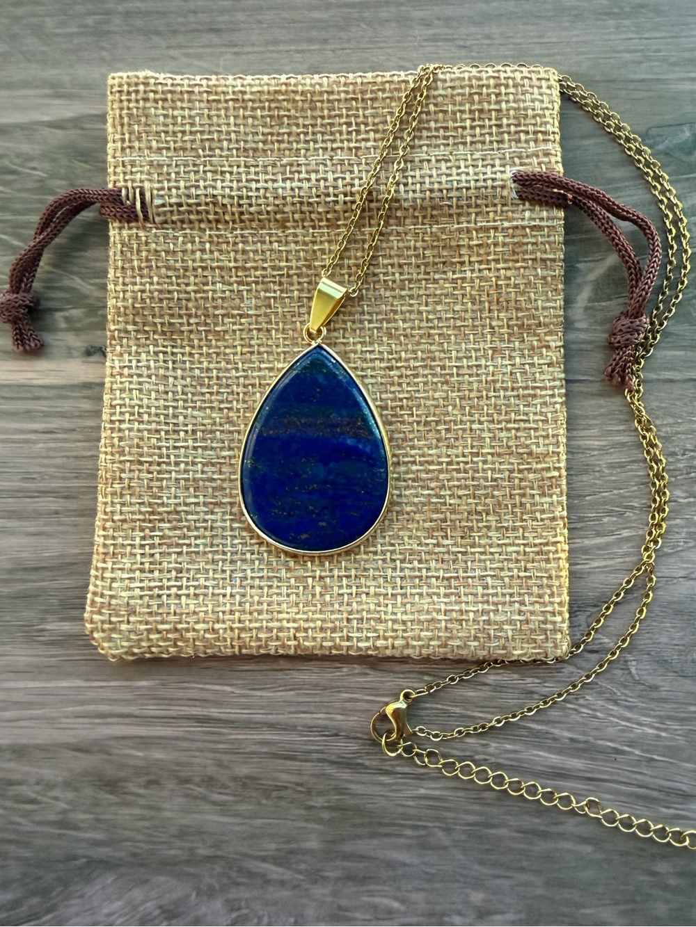 Brand New Lapis Lazuli Pendant with Stainless steel Chain Lapis Necklace